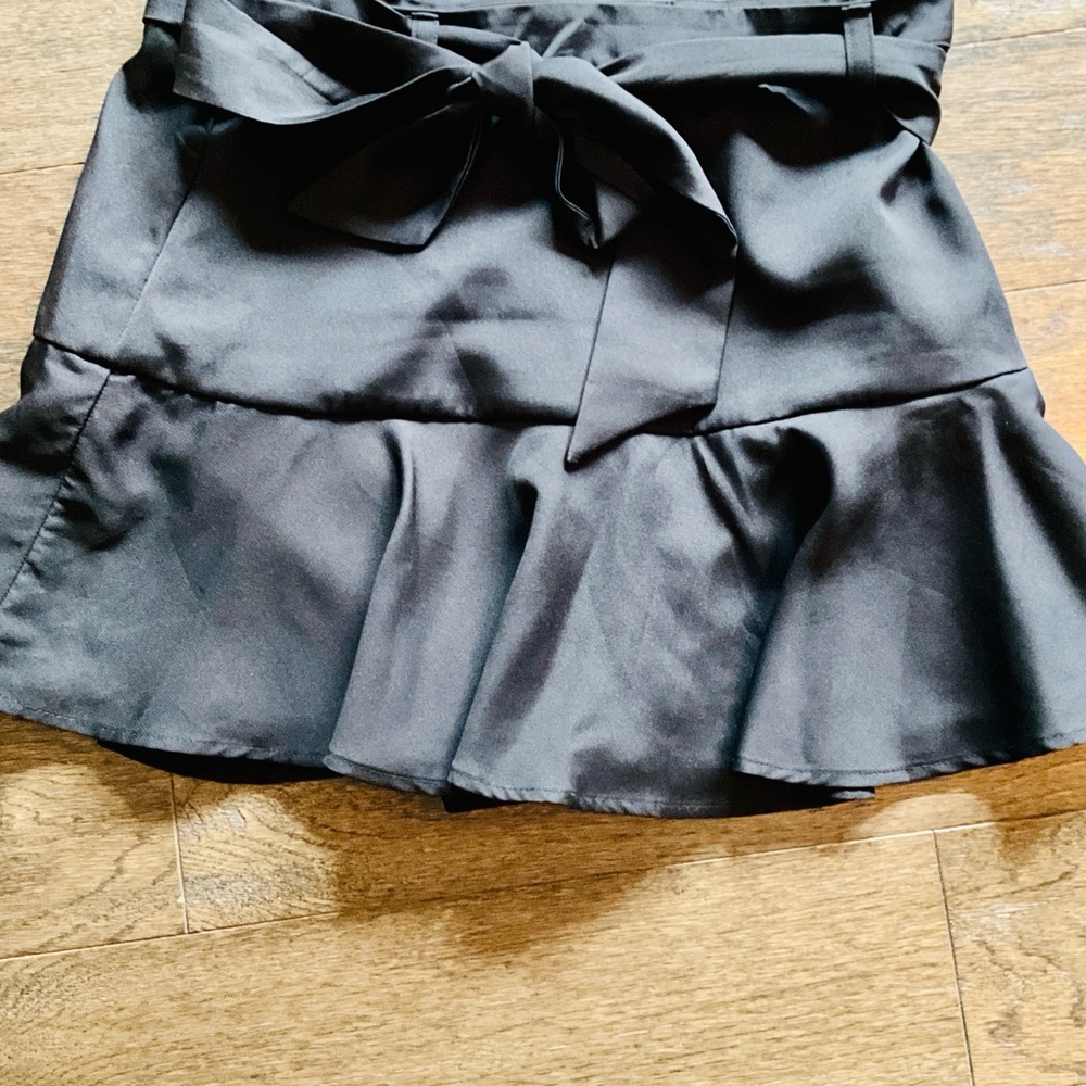 Glam Black Satin Skater Skirt